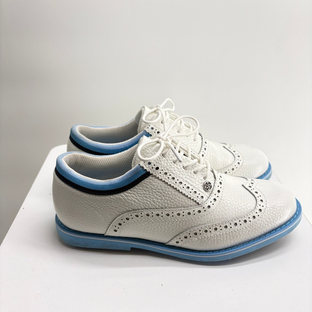 G/FORE Gallivanter Womens Golf Shoes White Blue Leather Wingtip G4LS21EF08 7.5 - Picture 5 of 13